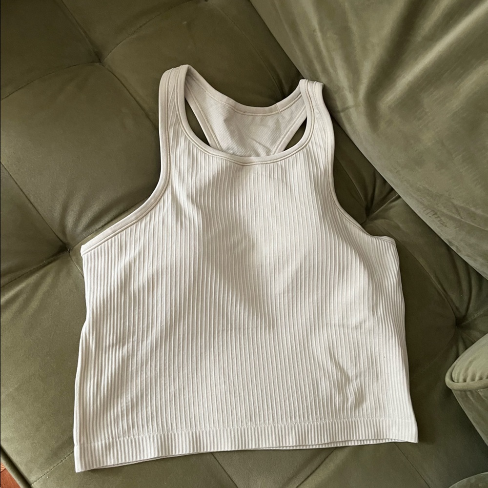 Lululemon ebb to street crop tank top sz10 dew green
